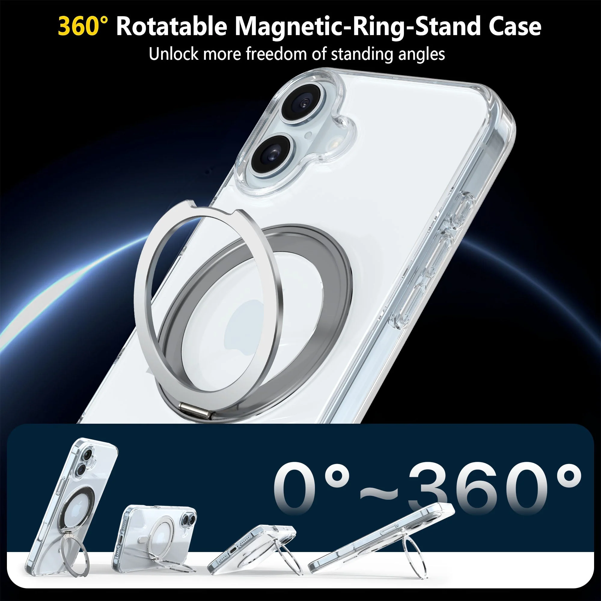 Vaku Luxos ® Apple iPhone 16 Plus Glassy Kickmag Military-Grade Back Cover - Image 5
