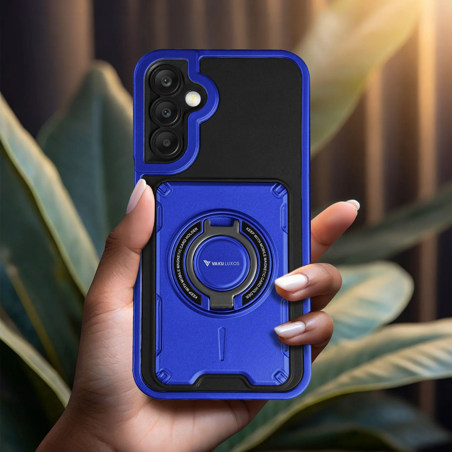 Vaku Luxos ® Samsung Galaxy A35 5G Axion Armor Military Grade Protective Case with Magnetic Ring Holder Kickstand Back Cover - Image 3