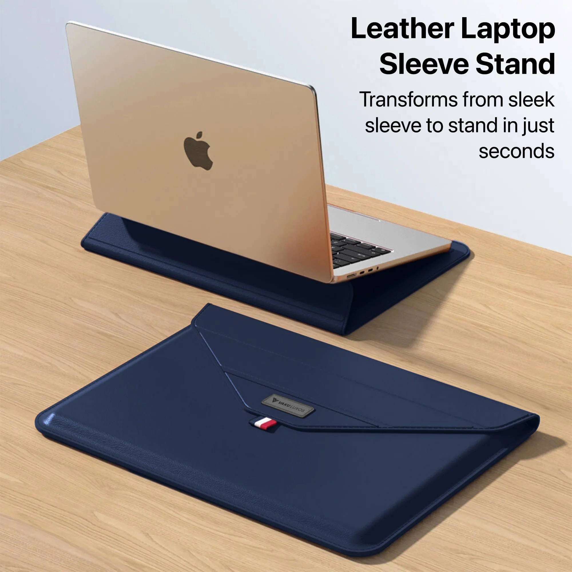 Vaku Luxos ® URBANMATE MacBook & Laptop Sleeve 13/14 Inch Vegan Leather Ultra-Thin Protection Sleeve - Image 6