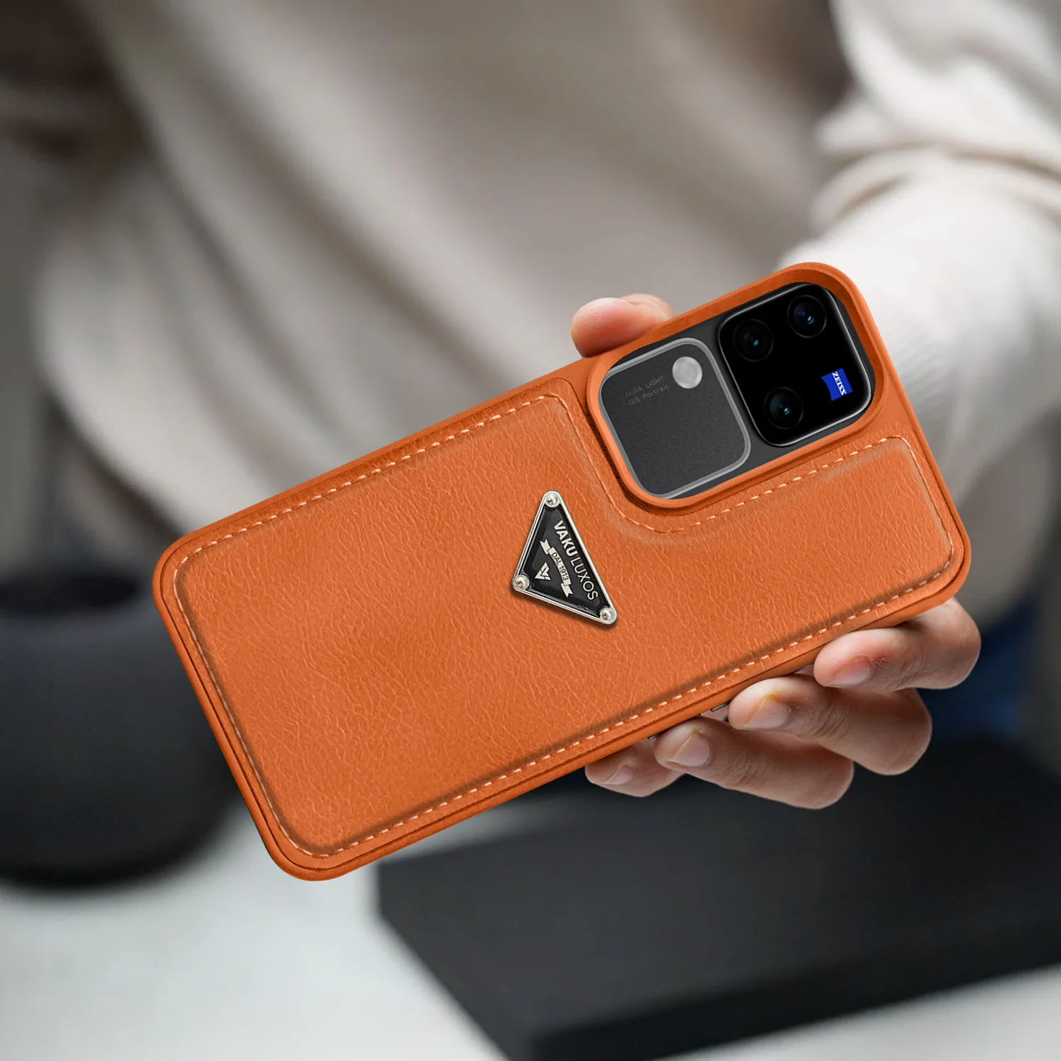 Vaku Luxos ® Vivo V30 5G Nyxen Premium Leather Stitched Back Cover - Image 6