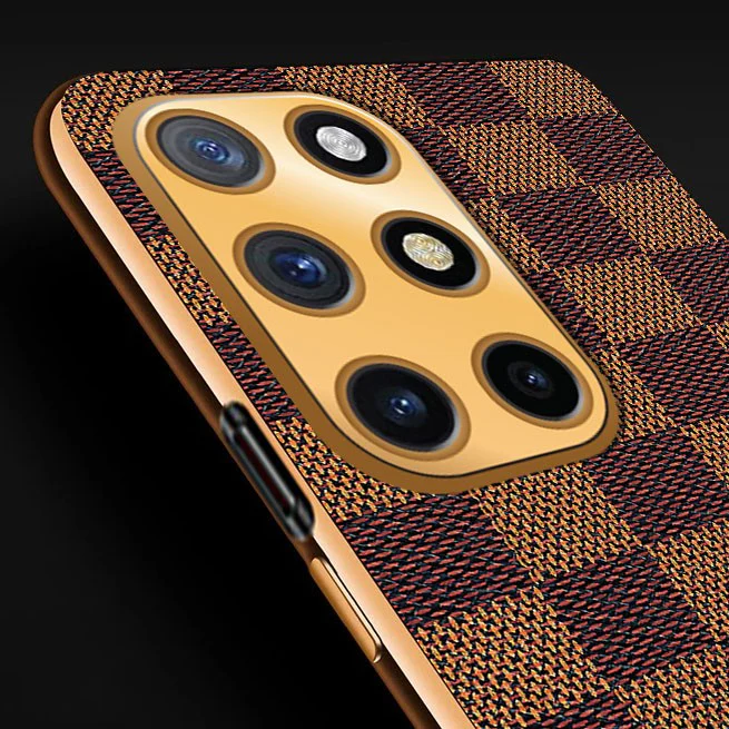 Vaku® OnePlus 8T Cheron Series Leather Stitched Gold Electroplated Soft TPU Back Cover - Image 5