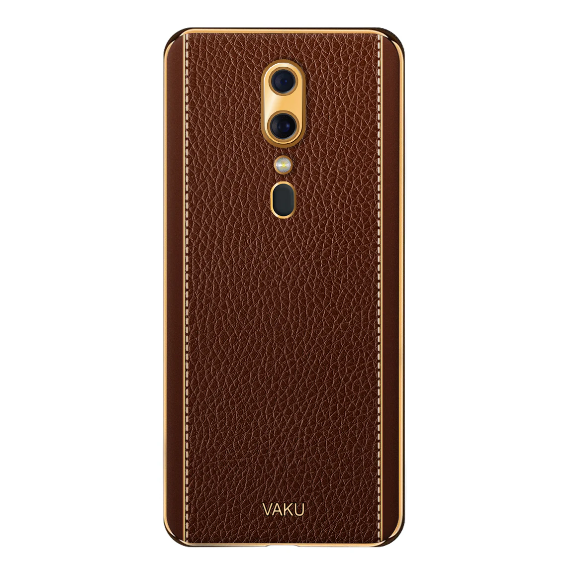 VakuĀ® Oppo F11 Luxemberg Series Leather Stitched Gold Electroplated Soft TPU Back Cover - Image 16