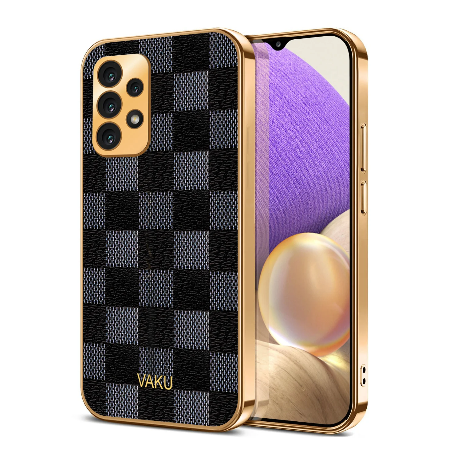 Vaku® Samsung Galaxy A52 Cheron Leather Electroplated Soft TPU Back Cover - Image 2