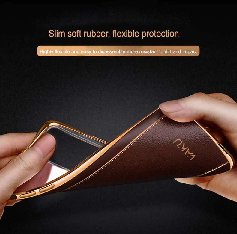 VakuĀ® Samsung Galaxy M12 Luxemberg Series Leather Stitched Gold Electroplated Soft TPU Back Cover - Image 8
