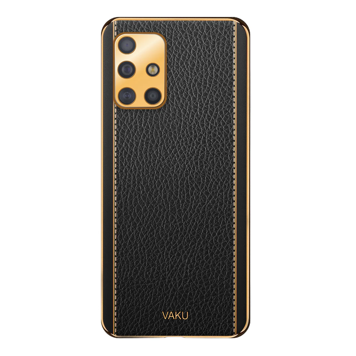 VakuĀ® Samsung Galaxy M51 Luxemberg Series Leather Stitched Gold Electroplated Soft TPU Back Cover - Image 7