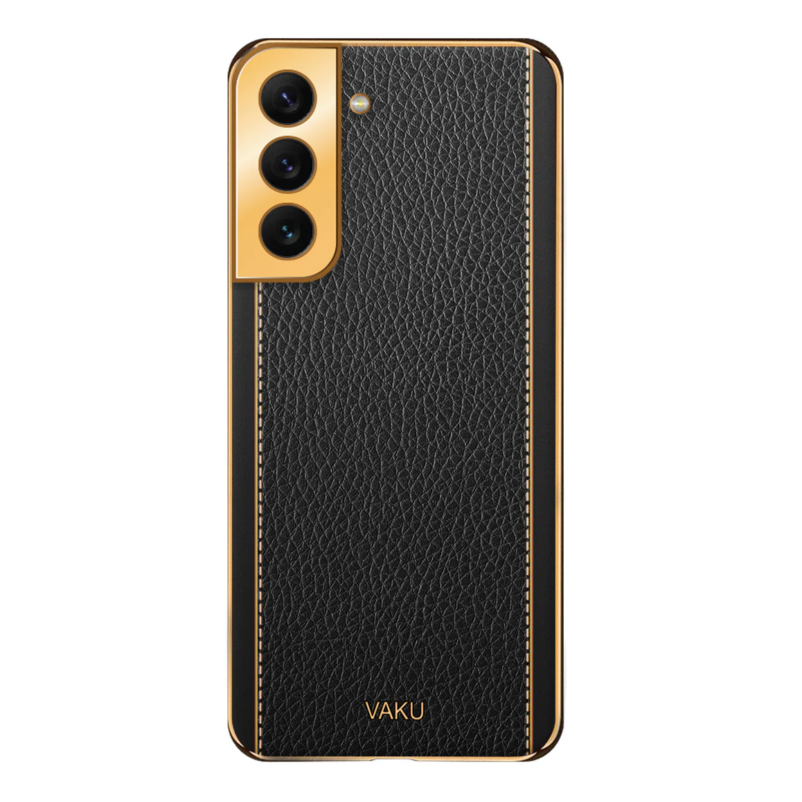 VakuĀ® Samsung Galaxy S21 Plus Luxemberg Series Leather Stitched Gold Electroplated Soft TPU Back Cover - Image 13