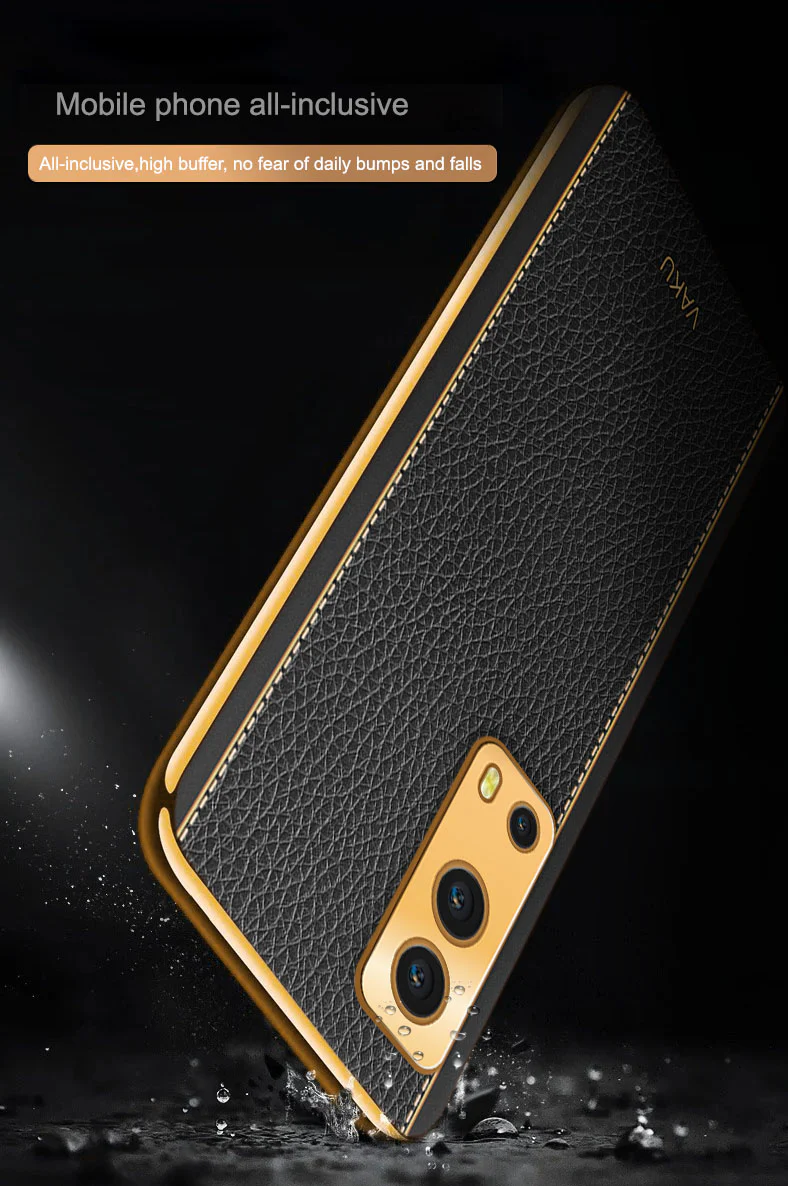 VakuĀ® Vivo iQoo Z3 5G Luxemberg Series Leather Stitched Gold Electroplated Soft TPU Back Cover - Image 10